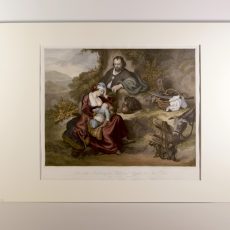 Sacra Famiglia acquerellata a mano del sec XIX.