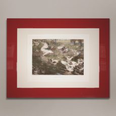Cornice laccata rosso extra lucido (all'interno stampa antica fine '800 acquerellata a mano)